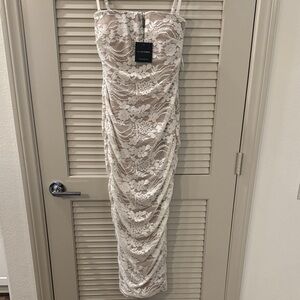 JLUXLABEL White Lace Strapless Dress